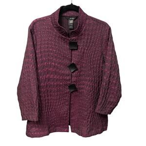 Ali Miles Textured Jacquard Trapeze Jacket Purple Womens Size Medium